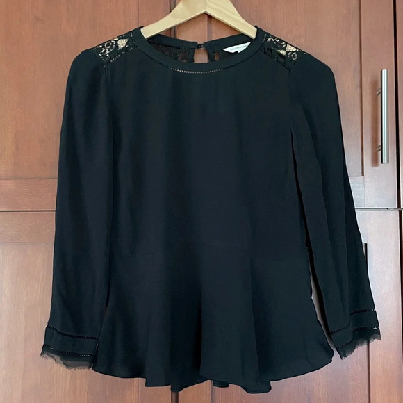 Rebecca Taylor Blouse Black Lace Size 0 - Picture 3 of 9